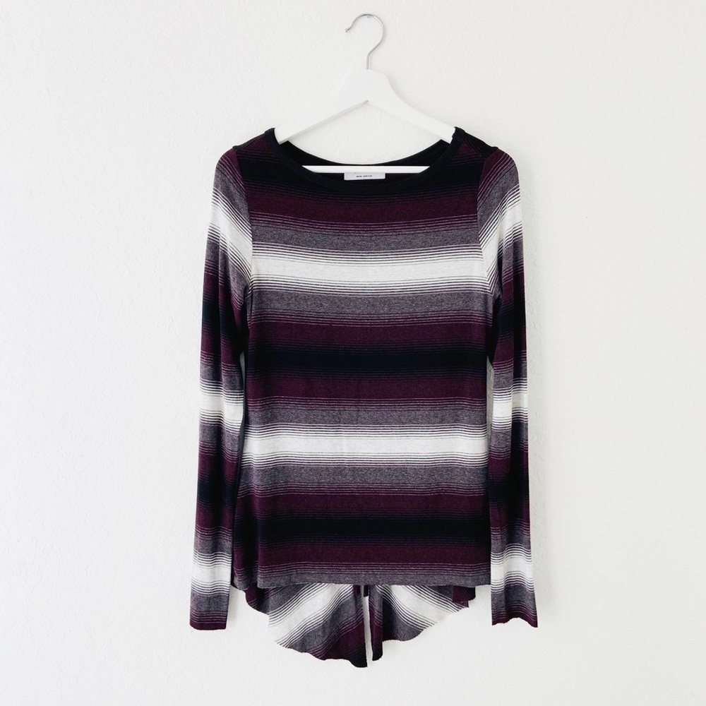 Bailey 44 Striped Keyhole Long Sleeve Top M